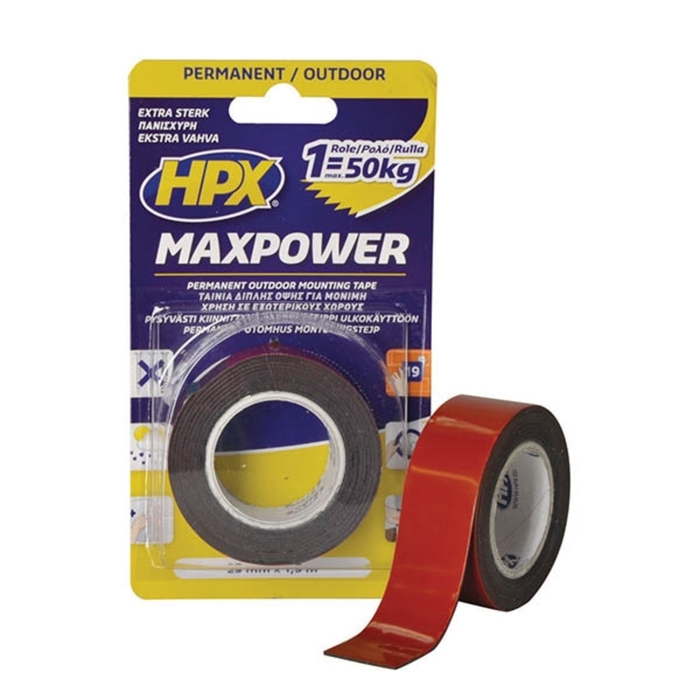 Black double-sided tape MAXPOWER outdoor 25mmx1.5m APOT2502