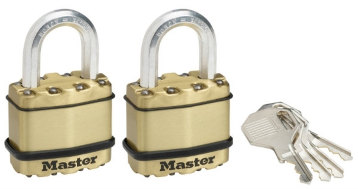 Set of 2 EXCELL high security padlocks 45mm with bronze finish M1BEURT