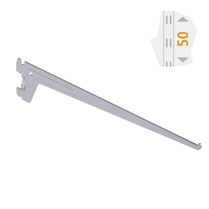 Shelf arm ES Pro 2 hooks white L250 mm