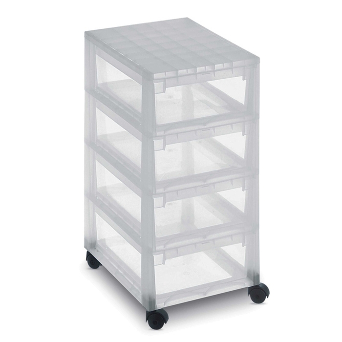 LightTowerM plastic chest of drawers white/transparent 29.6 x 39 x H64.2 cm