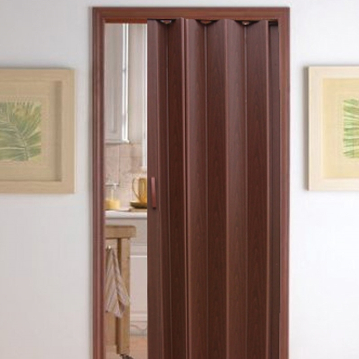 Πόρτα πτυσσόμενη PVC με πόμολο καρυδιά σκούρο 81 x H220 cm