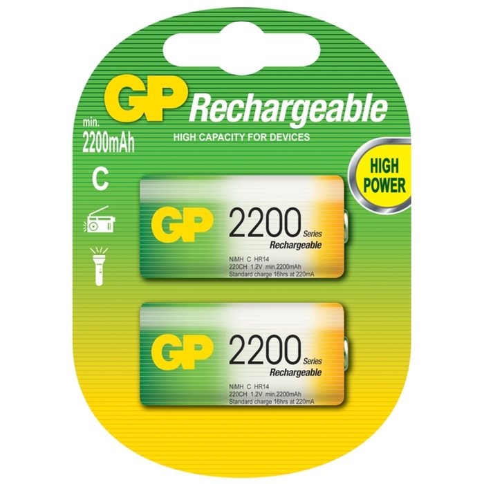 Batteries GP rechargeable C series 2200 NiMH 2pcs