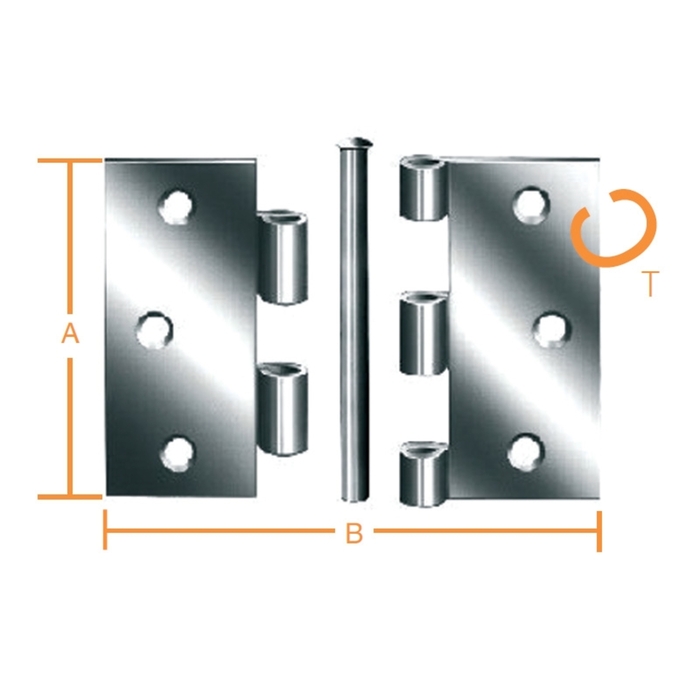 Hinges galvanized with pin 63 x 63 x 1.8 mm