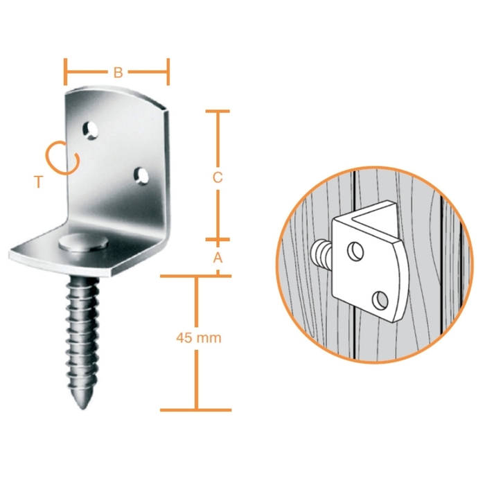 Angle 'L' with galvanized screw