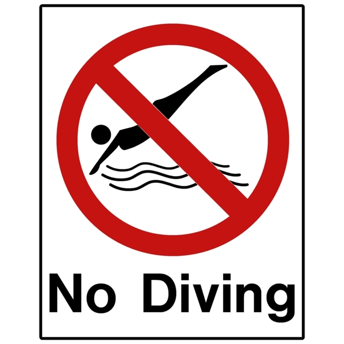 Πινακίδα σήμανσης PVC ''ΝΟ DIVING''