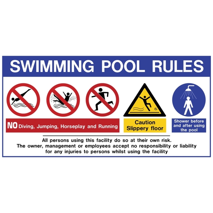 Πινακίδα σήμανσης PVC ''SWIMMING POOL RULES''