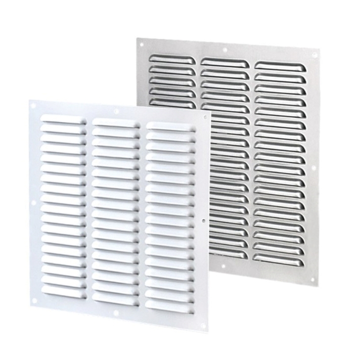 Aluminum ventilation cover white with screen 150 x 150 mm L150 x H136 x A 0.8 mm