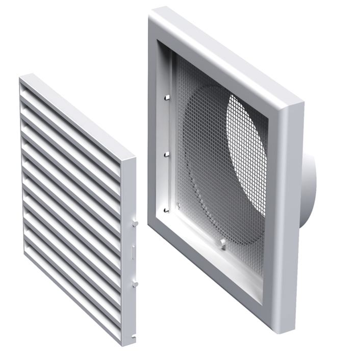 VENT COVER Φ100MM, 154X154MM, SILVER WITH SCREEN