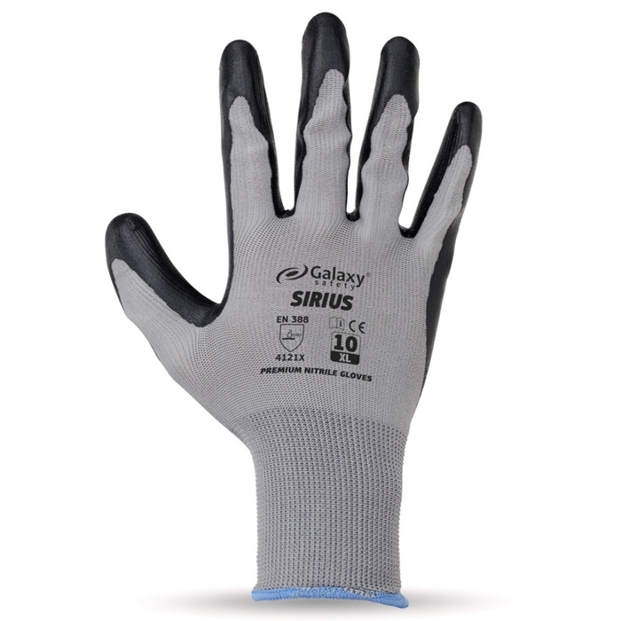 NITRILE GLOVES GALAXY SIRIUS BLACK-GREY S-2XL