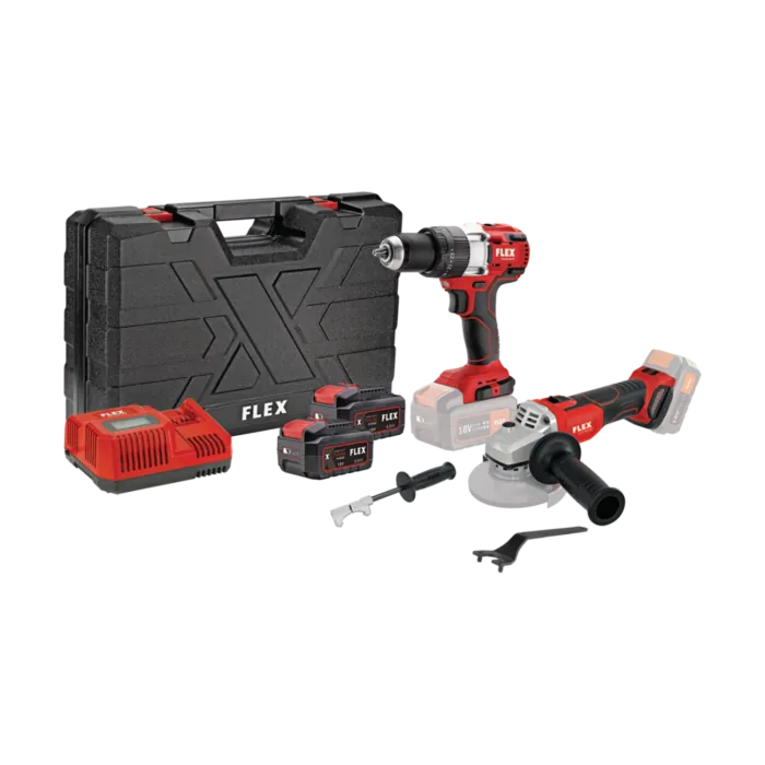 SET - HAMMER DRILL & ANGLE GRINDER WITH 2x5,0 BATTERIES PD 2G 18.0-EC FS55 & L 125 18.0-EC C Flex