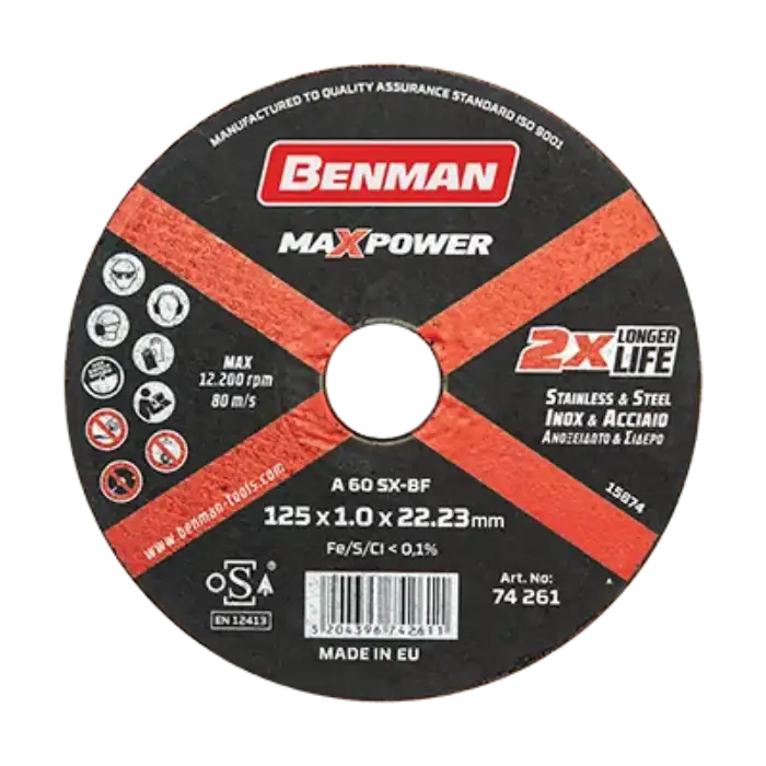 CUTTING DISC INOX-CD MAXPOWER BENMAN 125x1.0mm