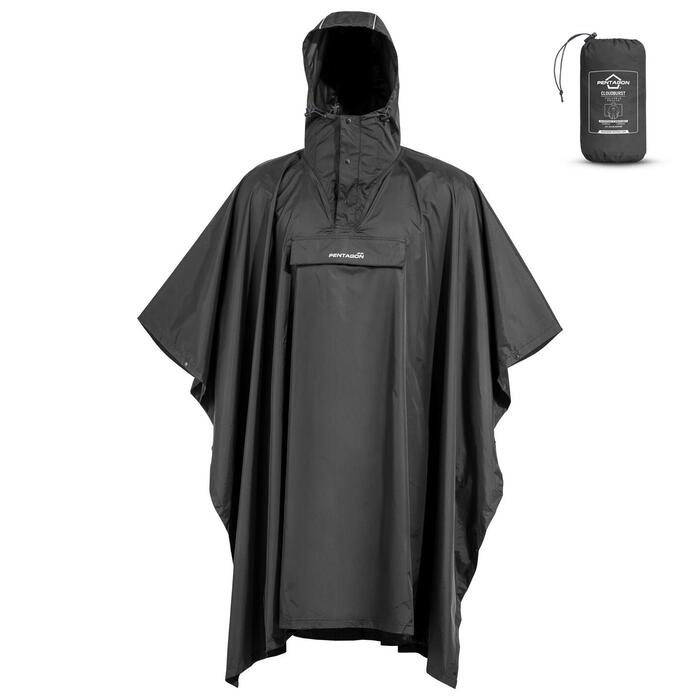 CLOUDBURST PACKABLE RAIN PONCHO K07018-01-Black