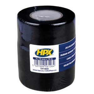 Fabric cable protection tape black 19mmx10m 5pcs TP1900