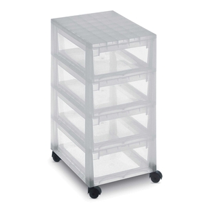 LightTowerM plastic chest of drawers white/transparent 29.6 x 39 x H64.2 cm
