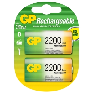 Batteries GP rechargeable D series 2200 NiMH 2pcs
