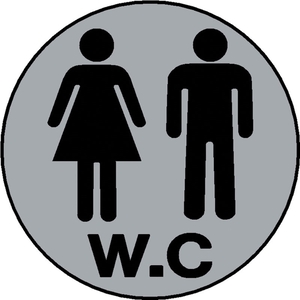 Aluminum sign plate ''W.C''