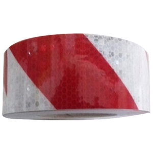 Self-adhesive reflective tape 50mm x 3m, white/red
