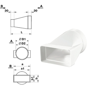 Plastic connector for pipe Φ100 mm & for pipe 110x55 mm Photo 2