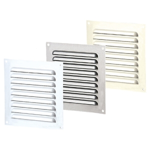 VENT COVER 150X250MM ALUMINUM WITH SCREEN WHITE