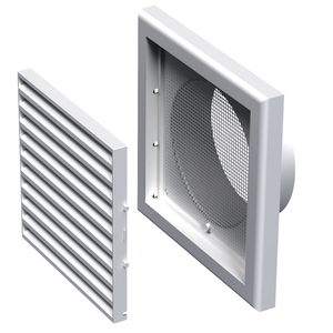 VENT COVER Φ125MM, 187X187MM, WHITE WITH SCREEN