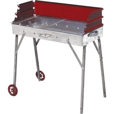 Galvanized Grill With Red Back 68Cm X 30Cm