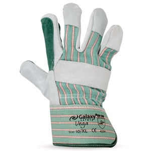 LEATHER-FABRIC GLOVES GALAXY VEGA GREY-GREEN XL