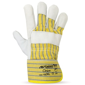 LEATHER-FABRIC GLOVES GALAXY ORION WHITE-YELLOW XL