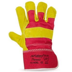 LEATHER-FABRIC GLOVES GALAXY PHOENIX RED-YELLOW XL