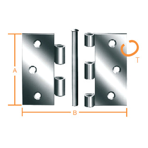 Hinges galvanized with pin 75 x 75 x 1.9 mm