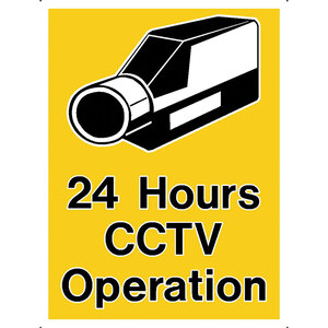 Self-adhesive sign "24 HOURS CCTV OPERATION"