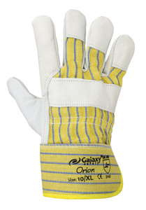 LEATHER-FABRIC GLOVES GALAXY ORION WHITE-YELLOW XL