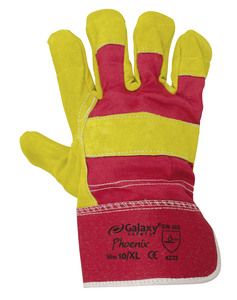 LEATHER-FABRIC GLOVES GALAXY PHOENIX RED-YELLOW XL