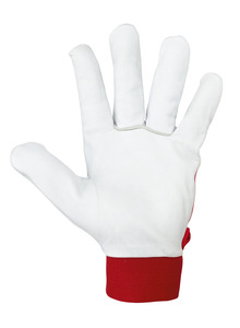 LEATHER-FABRIC GLOVES GALAXY SOFT PLUS WHITE-RED M-2XL Photo 2