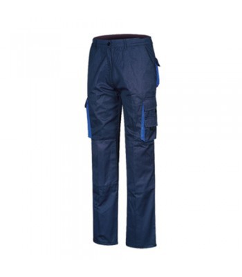 Blue work trousers with blue rouage details