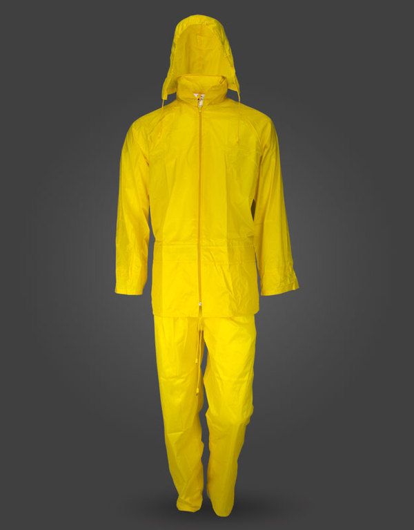 Αδιάβροχο κοστούμι PVC με κουκούλα κίτρινο