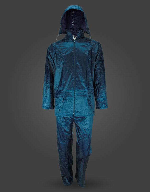 Αδιάβροχο κοστούμι PVC με κουκούλα μπλε
